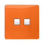 Trendi, Artistic Modern Twin PC Ethernet Cat 5&6 Data Outlet Orange Finish, BRITISH MADE, (35mm Back Box Required), 5yrs Warranty