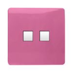 Trendi, Artistic Modern Twin PC Ethernet Cat 5&6 Data Outlet Pink Finish, BRITISH MADE, (35mm Back Box Required), 5yrs Warranty