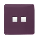 Trendi, Artistic Modern RJ11 Telephone & PC Ethernet Plum Finish, BRITISH MADE, (35mm Back Box Required), 5yrs Warranty