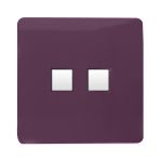 Trendi, Artistic Modern Twin PC Ethernet Cat 5&6 Data Outlet Plum Finish, BRITISH MADE, (35mm Back Box Required), 5yrs Warranty