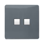 Trendi, Artistic Modern Twin RJ11 Telephone Warm Grey Finish, BRITISH MADE, (35mm Back Box Required), 5yrs Warranty