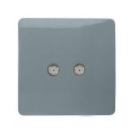 Trendi, Artistic Modern 2 Gang Male F-Type Satellite Television Socket Cool Grey, (25mm Back Box Required), 5yrs Warranty
