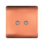 Trendi, Artistic Modern 2 Gang Male F-Type Satellite Television Socket Copper, (25mm Back Box Required), 5yrs Warranty