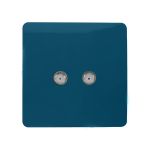 Trendi, Artistic Modern 2 Gang Male F-Type Satellite Television Socket Midnight Blue, (25mm Back Box Required), 5yrs Warranty