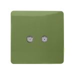 Trendi, Artistic Modern 2 Gang Male F-Type Satellite Television Socket Moss Green, (25mm Back Box Required), 5yrs Warranty