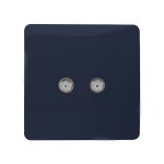 Trendi, Artistic Modern 2 Gang Male F-Type Satellite Television Socket Navy, (25mm Back Box Required), 5yrs Warranty