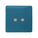 Trendi, Artistic Modern 2 Gang Male F-Type Satellite Television Socket Ocean Blue, (25mm Back Box Required), 5yrs Warranty