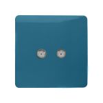 Trendi, Artistic Modern 2 Gang Male F-Type Satellite Television Socket Ocean Blue, (25mm Back Box Required), 5yrs Warranty