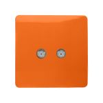 Trendi, Artistic Modern 2 Gang Male F-Type Satellite Television Socket Orange, (25mm Back Box Required), 5yrs Warranty