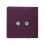 Trendi, Artistic Modern 2 Gang Male F-Type Satellite Television Socket Plum, (25mm Back Box Required), 5yrs Warranty