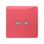 Trendi, Artistic Modern 2 Gang Male F-Type Satellite Television Socket Strawberry, (25mm Back Box Required), 5yrs Warranty