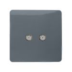 Trendi, Artistic Modern 2 Gang Male F-Type Satellite Television Socket Warm Grey, (25mm Back Box Required), 5yrs Warranty