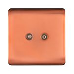 Trendi, Artistic Modern Twin TV Co-Axial Outlet Copper Finish, BRITISH MADE, (25mm Back Box Required), 5yrs Warranty