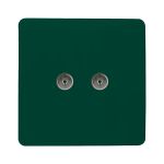 Trendi, Artistic Modern Twin TV Co-Axial Outlet Dark Green Finish, BRITISH MADE, (25mm Back Box Required), 5yrs Warranty