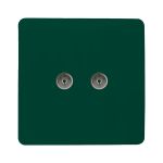 Trendi, Artistic Modern Twin TV Co-Axial Outlet Dark Green Finish, BRITISH MADE, (25mm Back Box Required), 5yrs Warranty