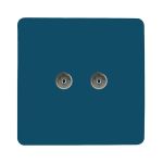 Trendi, Artistic Modern Twin TV Co-Axial Outlet Midnight Blue Finish, BRITISH MADE, (25mm Back Box Required), 5yrs Warranty