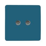 Trendi, Artistic Modern Twin TV Co-Axial Outlet Ocean Blue Finish, BRITISH MADE, (25mm Back Box Required), 5yrs Warranty