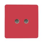 Trendi, Artistic Modern Twin TV Co-Axial Outlet Strawberry Finish, BRITISH MADE, (25mm Back Box Required), 5yrs Warranty