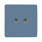 Trendi, Artistic Modern Twin TV Co-Axial Outlet Sky Finish, BRITISH MADE, (25mm Back Box Required), 5yrs Warranty