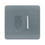 Trendi, Artistic Modern Switch Fused Spur 13A With Flex Outlet Cool Grey Finish, BRITISH MADE, (35mm Back Box Required), 5yrs Warranty