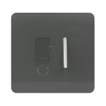 Trendi, Artistic Modern Switch Fused Spur 13A With Flex Outlet Charcoal Finish, BRITISH MADE, (35mm Back Box Required), 5yrs Warranty