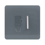 Trendi, Artistic Modern Switch Fused Spur 13A With Flex Outlet Warm Grey Finish, BRITISH MADE, (35mm Back Box Required), 5yrs Warranty