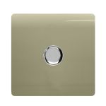 Trendi, Artistic Modern 1 Gang 1 Way LED Dimmer Switch 5-150W LED / 120W Tungsten, Gold/Chrome Finish, (35mm Back Box Required), 5yrs Warranty