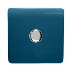 Trendi, Artistic Modern 1 Gang 1 Way LED Dimmer Switch 5-150W LED / 120W Tungsten, Midnight Blue Finish, (35mm Back Box Required), 5yrs Warranty