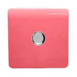 Trendi, Artistic Modern 1 Gang 1 Way LED Dimmer Switch 5-150W LED / 120W Tungsten, Strawberry Finish, (35mm Back Box Required), 5yrs Warranty