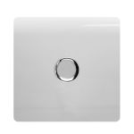 Trendi, Artistic Modern 1 Gang 1 Way LED Dimmer Switch 5-150W LED / 120W Tungsten, Ice White/Chrome Finish, (35mm Back Box Required), 5yrs Warranty