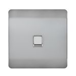 Trendi, Artistic Modern Single PC Ethernet Cat 5 & 6 Data Outlet Brushed Steel Finish, BRITISH MADE, (35mm Back Box Required), 5yrs Warranty