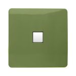 Trendi, Artistic Modern Single PC Ethernet Cat 5 & 6 Data Outlet Moss Green Finish, BRITISH MADE, (35mm Back Box Required), 5yrs Warranty