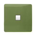 Trendi, Artistic Modern 1 Gang RJ11 Telephone Moss Green Finish, BRITISH MADE, (35mm Back Box Required), 5yrs Warranty