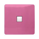 Trendi, Artistic Modern Single PC Ethernet Cat 5 & 6 Data Outlet Pink Finish, BRITISH MADE, (35mm Back Box Required), 5yrs Warranty