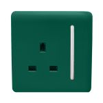 Trendi, Artistic Modern 1 Gang 13Amp Switched Socket Dark Green Finish, BRITISH MADE, (25mm Back Box Required), 5yrs Warranty