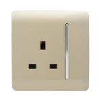 Trendi, Artistic Modern 1 Gang 13Amp Switched Socket Champagne Gold Finish, BRITISH MADE, (25mm Back Box Required), 5yrs Warranty