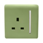 Trendi, Artistic Modern 1 Gang 13Amp Switched Socket Moss Green Finish, BRITISH MADE, (25mm Back Box Required), 5yrs Warranty
