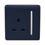 Trendi, Artistic Modern 1 Gang 13Amp Switched Socket Navy Blue Finish, BRITISH MADE, (25mm Back Box Required), 5yrs Warranty
