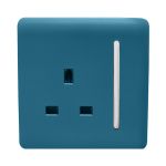 Trendi, Artistic Modern 1 Gang 13Amp Switched Socket Ocean Blue Finish, BRITISH MADE, (25mm Back Box Required), 5yrs Warranty