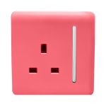 Trendi, Artistic Modern 1 Gang 13Amp Switched Socket Strawberry Finish, BRITISH MADE, (25mm Back Box Required), 5yrs Warranty