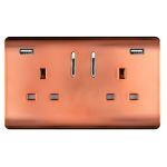 Trendi, Artistic Modern 2 Gang USB 2x3.1mAH Plug Socket Copper Finish, BRITISH MADE, (35mm Back Box Required), 5yrs Warranty