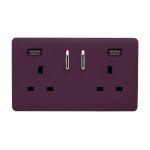 Plum Screwless 2 Gang Switched Double Socket 13A With 2 x USB-C 65W (Shared), (35mm Back Box Req.), 10yrs Warranty