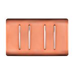 Trendi, Artistic Modern 4 Gang  (1x 2 Way 3x 3 Way Intermediate Twin Plate) Copper Finish, BRITISH MADE, (25mm Back Box Required), 5yrs Warranty