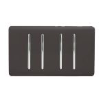 Trendi, Artistic Modern 4 Gang  (3x 2 Way 1x 3 Way Intermediate Twin Plate) Dark Brown Finish, BRITISH MADE, (25mm Back Box Required), 5yrs Warranty