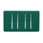 Trendi, Artistic Modern 4 Gang  (1x 2 Way 3x 3 Way Intermediate Twin Plate) Dark Green, BRITISH MADE, (25mm Back Box Required), 5yrs Warranty
