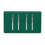 Trendi, Artistic Modern 4 Gang  (1x 2 Way 3x 3 Way Intermediate Twin Plate) Dark Green, BRITISH MADE, (25mm Back Box Required), 5yrs Warranty