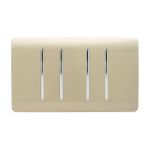 Trendi, Artistic Modern 4 Gang  (1x 2 Way 3x 3 Way Intermediate Twin Plate) Gold Finish, BRITISH MADE, (25mm Back Box Required), 5yrs Warranty