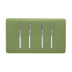 Trendi, Artistic Modern 4 Gang  (3x 2 Way 1x 3 Way Intermediate Twin Plate) Moss Green Finish, BRITISH MADE, (25mm Back Box Required), 5yrs Warranty