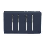 Trendi, Artistic Modern 4 Gang  (1x 2 Way 3x 3 Way Intermediate Twin Plate) Navy Blue Finish, BRITISH MADE, (25mm Back Box Required), 5yrs Warranty