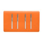 Trendi, Artistic Modern 4 Gang  (3x 2 Way 1x 3 Way Intermediate Twin Plate) Orange Finish, BRITISH MADE, (25mm Back Box Required), 5yrs Warranty